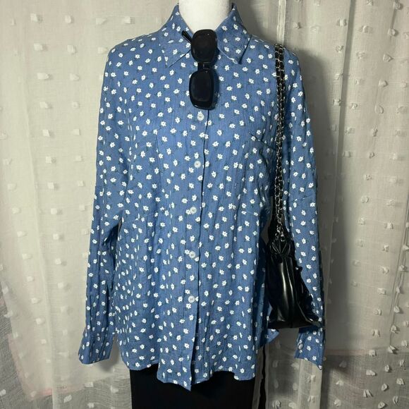 Source Unknown Tops - Unbranded Women's Blue and Navy Shirt